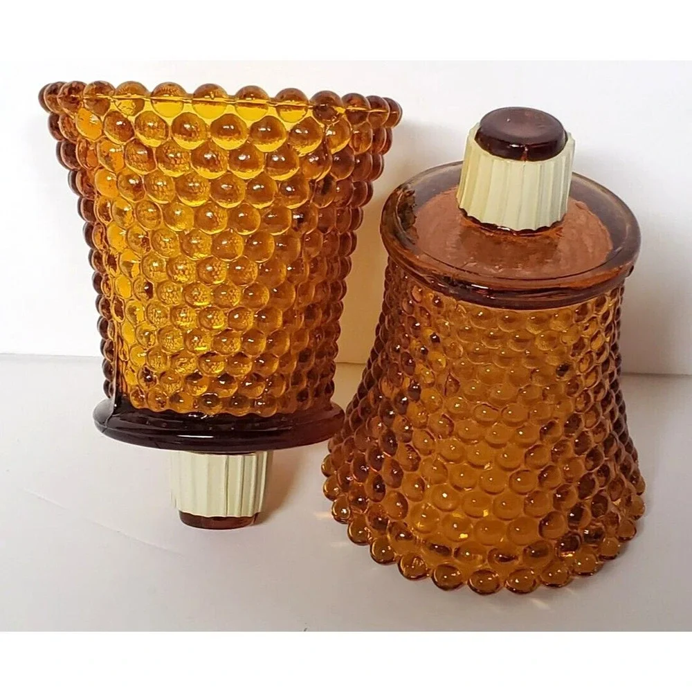 Vintage Votive Cups Peg Candles Amber Glass Home Interiors New Grippers Qty of 2